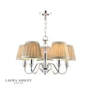 Ellis 5 Light Fitting in a Polished Chrome Finish with Grey Cotton Shades - Laura Ashley LA3743659-Q
