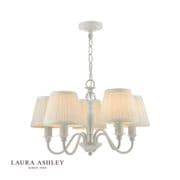 Ellis 5 Light Fitting in a Satin Grey Finish with Ivory Cotton Shades - Laura Ashley LA3725830-Q
