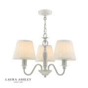 Ellis Light Fitting in a Satin Grey Finish with Ivory Cotton Shades - Laura Ashley LA3724941-Q