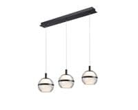 Elton LED 3 Light Bar Pendant in a Matt Black Finish with Opal and Clear Glass Shades