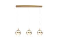 Elton LED 3 Light Bar Pendant in an Antique Gold Finish with Opal and Clear Glass Shades