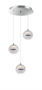 Elton LED 3 Light Round Pendant in a Polished Chrome Finish with Opal and Clear Glass Shades
