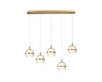 Elton LED 5 Light Bar Pendant in an Antique Brass Finish with Opal and Clear Glass Shades