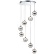 Elton LED 8 Light Round Pendant in a Polished Chrome Finish with Opal and Clear Glass Shades