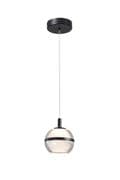 Elton Single LED Pendant in a Matt Black Finish with an Opal and Clear Glass Shade