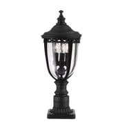 English Bridle Medium Outdoor Pedestal in a Black Finish with Clear Seeded Glass IP44 - FEISS FE/EB3/M BLK