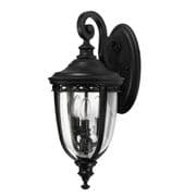 English Bridle Medium Outdoor Wall Lantern in a Black Finish with Clear Seeded Glass IP44 - FEISS FE/EB2/M BLK