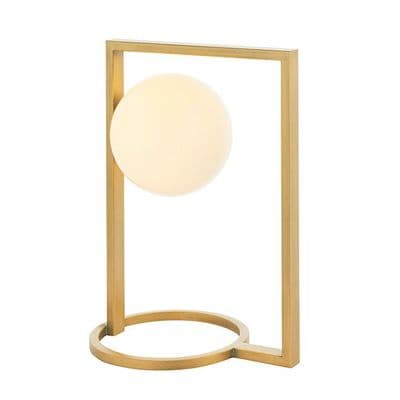 Enzo Rectangular Table Lamp in a Brushed Gold Finish with Opal Glass Shades - ENDON 92493