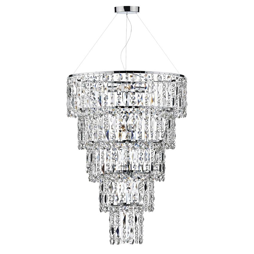 Escala Tiered 6 Light Pendant in Polished Chrome and Crystal - där ESC0650