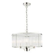 Evelyn 3 Light Pendant in Polished Chrome and Class Decoration där EVE0338