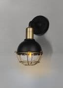 Exmoor Outdoor Wall Lantern in a Sand Black and Antique Brass Finish, IP65 Rated