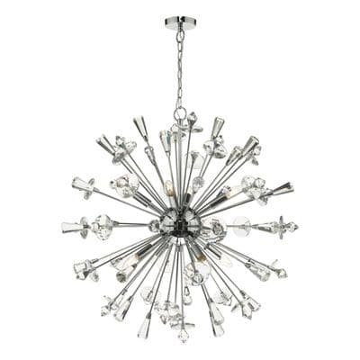 Exodus 8 Light Chandelier Pendant in Polished Chrome with Crystal Decoration - där EXO0850