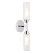 Falaise Bathroom Double Mirror Wall Light in Polished Chrome with Clear/Frosted Glass, IP44 Rated