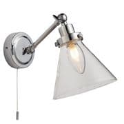 Faraday Bathroom Wall Light in Polished Chrome with Clear Glass, Switched IP44 - ENDON 93853