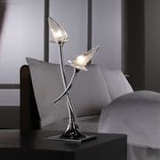 Farleton 2 Light Table Lamp in Black Chrome with Tulip Style Glass Shades