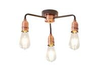 Farndon 3 Light Fitting in a Matt Black Finish with Copper Detail