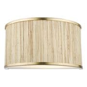Fenella 2 Light Wall Light in a Gold Leaf Finish with a Natural Seagrass Shade - där FEN0935
