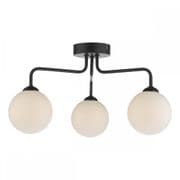 Feya 3 Light Fitting in Matt Black with Opal Glass Shades - där FEY0322-02