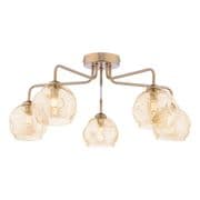 Feya 5 Light Fitting in a Soft Bronze Finish with Champagne Glass Shades - där FEY0563-16