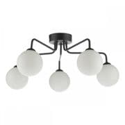 Feya 5 Light Fitting in Matt Black with Opal Glass Shades - där FEY0522-02