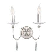 Finsbury Park Double Wall Light in Polished Nickel and Cut Glass - ELSTEAD FP2 PN