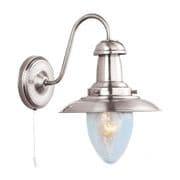 Fisherman Wall Light in Satin Silver with Seeded Glass, Switched - SEARCHLIGHT 5331-1SS