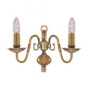 Flemish Double Wall Light in an Antique Brass Finish - SEARCHLIGHT 1019-2AB