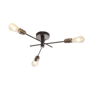 Flintham 3 Light Flush Fitting in a Matt Black Finish with Pewter Detail