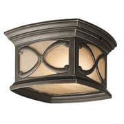 Franceasi Outdoor Porch Flush in a Bronze Finish with Amber Tinted Glass IP44 - KICHLER KL/FRANCEASI/F