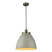 Franklin Large Pendant in Antique Brass with a Satin Taupe Shade - ENDON 76327
