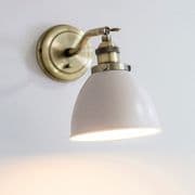 Franklin Single Wall Light in Antique Brass with a Satin Taupe Shade, Switched - ENDON 76330