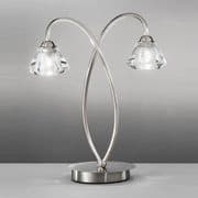 Franklite Twista Table Lamp in a Satin Nickel Finish with Crystal Glass Shades - SHOP EX-DISPLAY