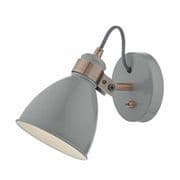 Frederick Wall Light in a Gloss Grey and Copper Finish, Switched - där FRE0739