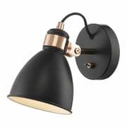 Frederick Wall Light in a Matt Black and Copper Finish, Switched - där FRE0722