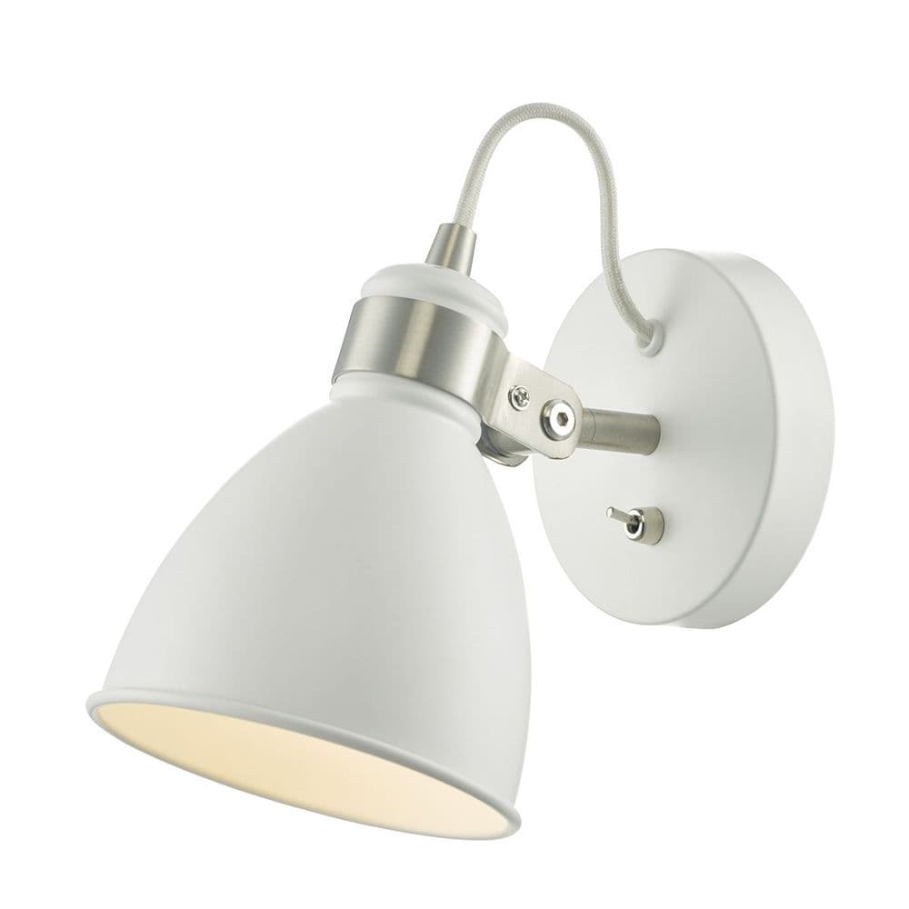 Frederick Wall Light in a White and Satin Silver Finish Switched - där ...