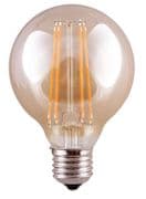 Globe 95mm 8W ES (E27) LED 2200k Vintage Filament Bulb Amber Glass
