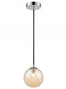 Glossop Bathroom Pendant in Polished Chrome with an Amber Glass Shade, IP44 Rated
