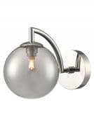 Glossop Bathroom Single Wall Light in Polished Chrome with a Smoked Glass Shade, IP44 Rated