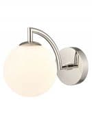 Glossop Bathroom Single Wall Light in Polished Chrome with an Opal Glass Shade, IP44 Rated