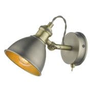 Governor Single Spot Light Wall Light in Antique Brass and Antique Chrome, Switched - där GOV0761