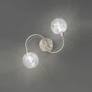 Grays 2 Light Fitting/Wall Light in a Satin Nickel Finish with Glass Spheres