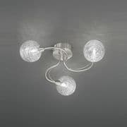 Grays 3 Light Fitting in a Satin Nickel Finish with Glass Spheres