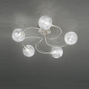 Grays 5 Light Fitting in a Satin Nickel Finish with Glass Spheres