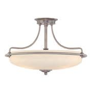 Griffin 4 Light Semi-Flush Fitting in Antique Nickel with an Etched Glass Shade - QUOIZEL QZ/GRIFFIN/SFM AN