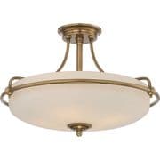 Griffin 4 Light Semi-Flush Fitting in Weathered Brass with Etched Glass - QUOIZEL QZ/GRIFFIN/SFM WS