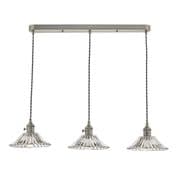 Hadano Antique Chrome 3 Light Pendant Bar with Flared Glass Shades - där HAD3661-04