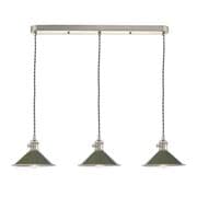 Hadano Antique Chrome 3 Light Pendant Bar with Olive Shades - där HAD3661-07