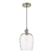 Hadano Antique Chrome Pendant with a Dimpled Glass Shade - där HAD0161-03