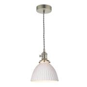 Hadano Antique Chrome Pendant with a Domed Ceramic Shade - där HAD0161-09