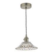 Hadano Antique Chrome Pendant with a Flared Glass Shade - där HAD0161-04